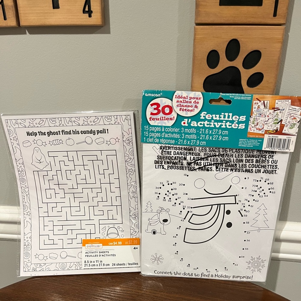 2 Packs of 30 Sheets Each Activity Sheets - Holiday and Halloween Set - NWT